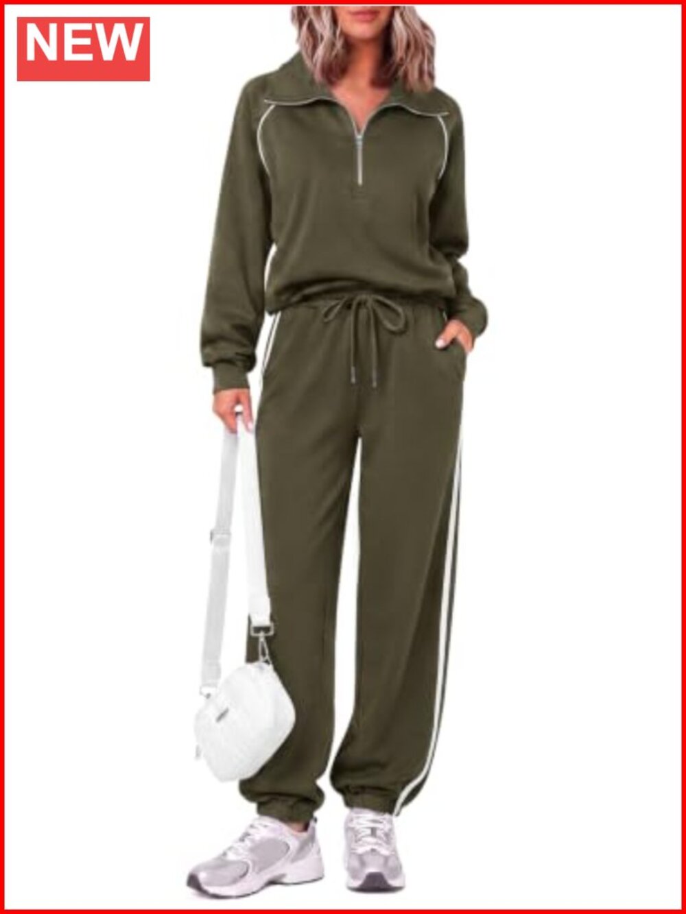 2 Piece Outfits Casual Lapel Half Zip Tracksuit Set Women's Lounge
